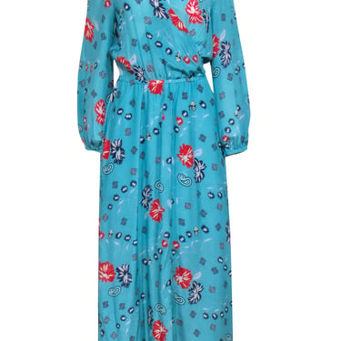 Zadig &amp; Voltaire - Blue &amp; Multi Color Floral Print Maxi Dress Sz M