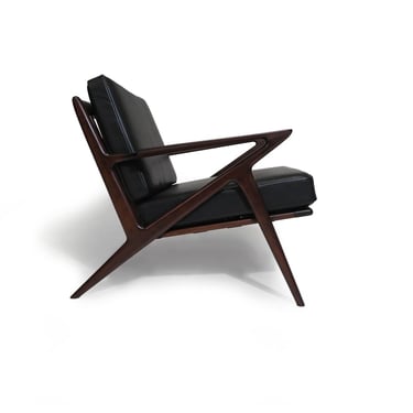 Poul Jensen for Selig Z Mid-century Danish Lounge Chair in Black Leather