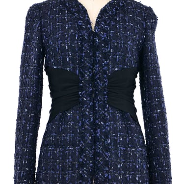 2016 Chanel Indigo Tweed Ruched Waist Jacket