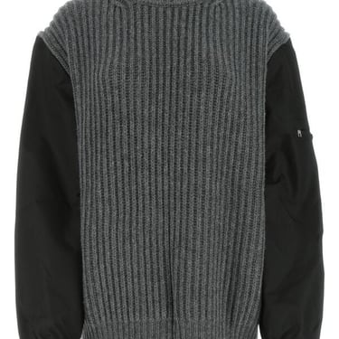 Prada Women Dark Grey Wool Blend Oversize Sweater