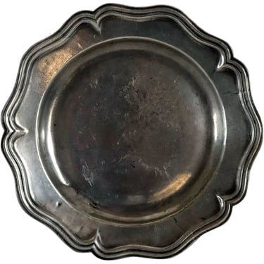 Antique Continental Pewter Wavy Edge Multi-Reed Plate 