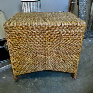 PAIR PRICED SEPARATELY PIERCE MARTIN WOVEN RATTAN SIDE TABLES (Chairs Available As Well)