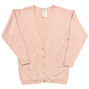 Chanel Pink Logo Button Cardigan