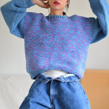 handknit space dyed big sleeve pullover pastel sweater 