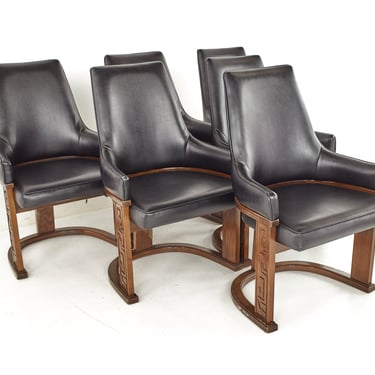 United Furniture Mid Century Walnut Tiki Dining Chairs - Set of 6 - mcm 