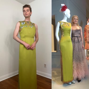 90s Victor Costa for Nahdree embroidered satin gown, Nicole Kidman red carpet, S/S 1997 John Galliano for Dior dress 