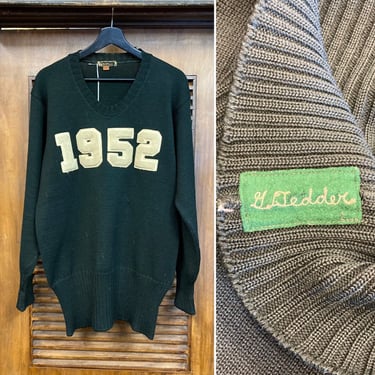 Vintage 1950’s 1952 Athletic Sport Varsity Knit Sweater, 50’s Pullover Sweater, Vintage Sportswear, Vintage Sweater, Vintage Clothing 