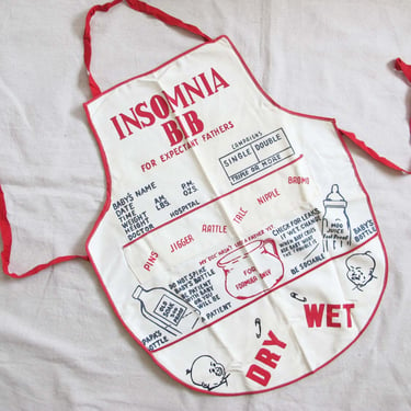 Vintage 50s New Dad Novelty Gift - New Father Parent Joke Baby Apron - Insomnia Bib - Retro Baby Shower 