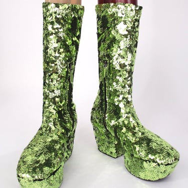 2021 Prada Runway Sequin Platform Boots