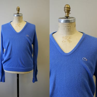 1970s Izod Lacoste Blue Men's Sweater 