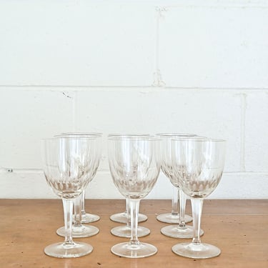 vintage french etched wine glasses, set of 9