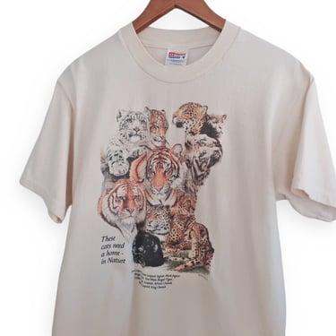 vintage cat shirt / animal shirt / 1990s wild cat lion tiger animal wild life t shirt Medium 
