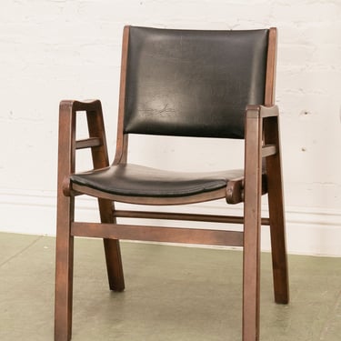 Danish Walnut Black Desk Accent Chair