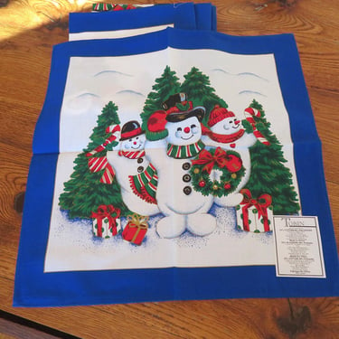 Vintage Christmas Cloth Napkins Set of 8 Snowmen NOS Tobin 