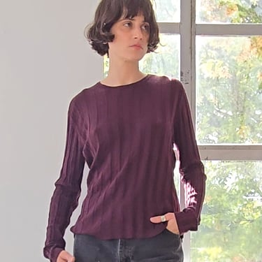 Oxblood Silk Ribbed Top (M)