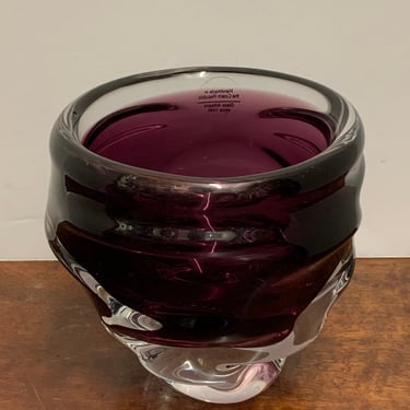 Vintage Purple Glass Bowl Made in Czech Republic 