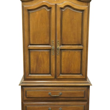 CENTURY FURNITURE Solid Walnut Country French 38" Bonnet Top Armoire Floral Accent 191-212-870 