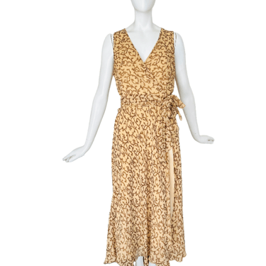 Ralph Lauren Beige Silk Printed Wrap Dress