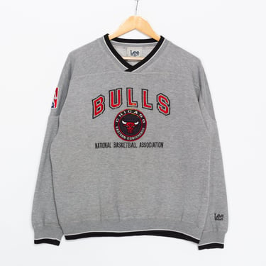 Medium 90s Chicago Bulls Sweatshirt Men's | Vintage Lee Sport NBA Basketball Athletic V-Neck Pullover 