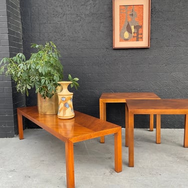 Lane Walnut Parquet Coffee Table or Side Tables