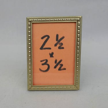 Vintage Small Picture Frame - Gold Tone Metal w/ Glass - Holds 2 1/2