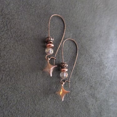 Copper and peach crystal earrings 3 