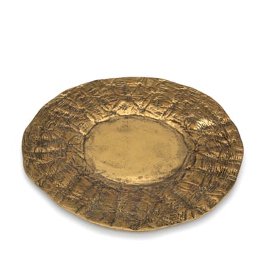 Vintage German Brass Plate with Large Textured Rim