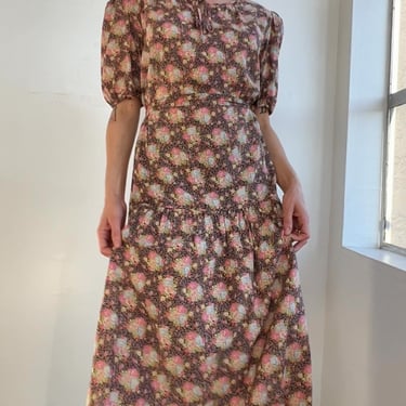 Vintage Chocolate Flora Cotton Dress (M)