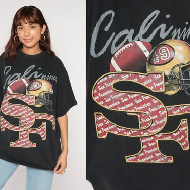 90s San Francisco 49ers Shirt NFL Shirt SF 1990s Football T Shirt Graphic California Tee Sports Black Streetwear Vintage 2xl Tall xxl xl 