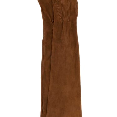 Prada Women Caramel Suede Long Gloves