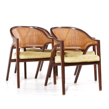 Edward Wormley for Dunbar Mid Century Walnut and Cane Chairs - Set of 4 - mcm 