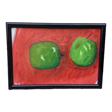 COMING SOON - Late 20th Century Green Apples on Red Background Painting