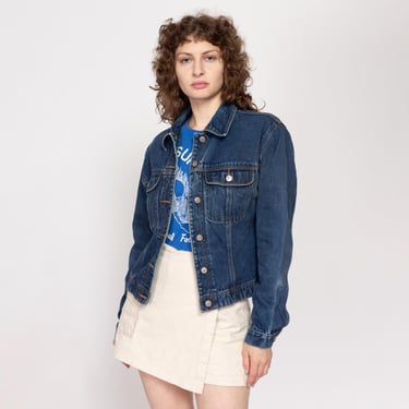 Large Y2K Dark Wash Jean Jacket | Vintage Button Up Denim Trucker Jacket 