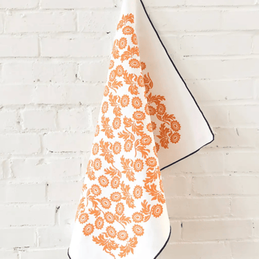 Erin Flett | Tangerine Wallflower Linen Tea Towel