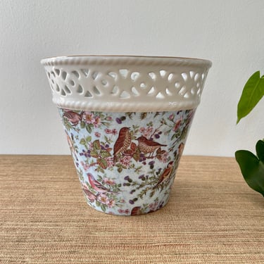 Vintage Formalities Birds Chintz Collection Planter by Baum Bros. - Porcelain 