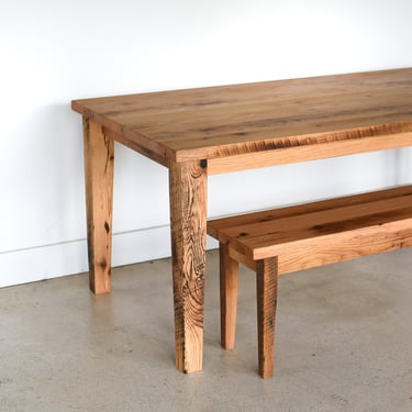 Reclaimed Wood Farmhouse Dining Table / Tapered Legs 