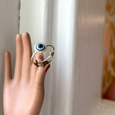 Evil Eye Ring in 14k Goldfill beaded halo small stacking ring 