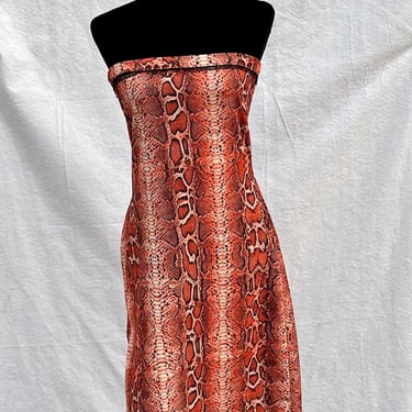 Snake Print Dress, Orange  Snake Dress, Lace Trim, Designs by Amanda Alarcon Hunter, Designer Dress, Tube Dress 