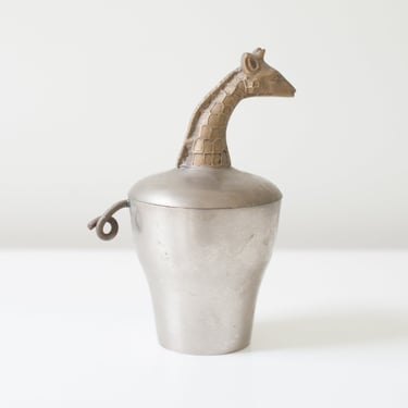 Brass and Pewter Giraffe Trinket Vessel with Lid 