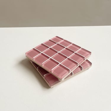 Glass Tile Coaster | Rose Pink