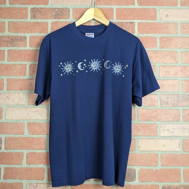 Vintage 90s Zodiac Sun Moon Stars ORIGINAL Graphic Tee - Large 