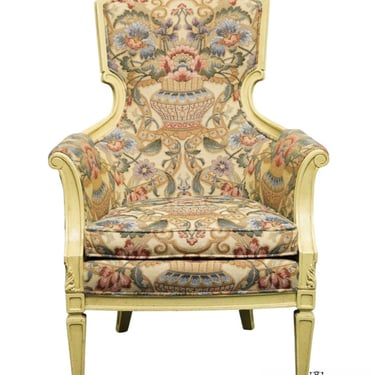 HIGH END Cream Italian Provincial Accent Arm Chair w. Floral Upholstery 