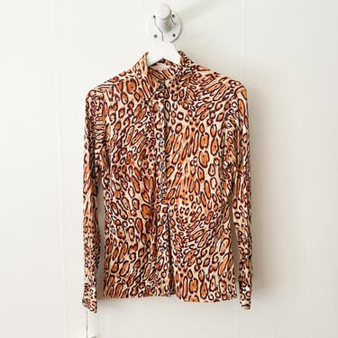 Early 1970s Leopard Print Nylon Shirt 