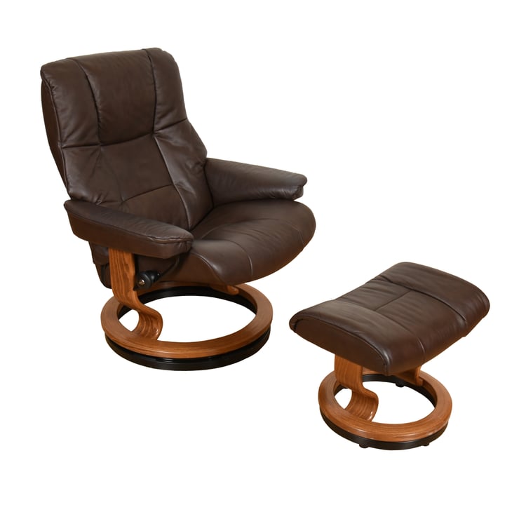 Ekornes Stressless Dark Brown Norwegian Modern Lounge Chair + Ottoman