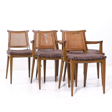 Edward Wormley for Dunbar Mid Century Cane and Bleached Mahogany Dining Chairs - Set of 6 - mcm 