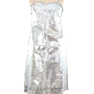 MM6 Maison Margiela Metallic Silver Slip Dress