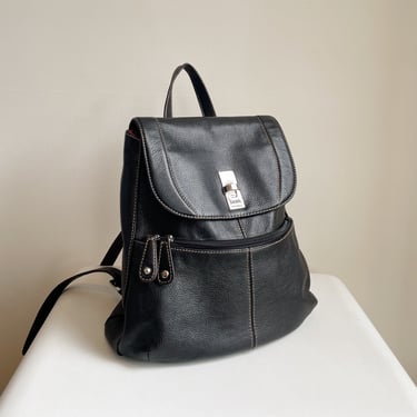 Obsidian Pebbled Leather Backpack