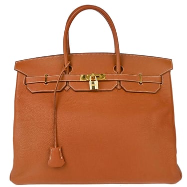 Hermes Fauve Taurillon Clemence Birkin 40 Handbag