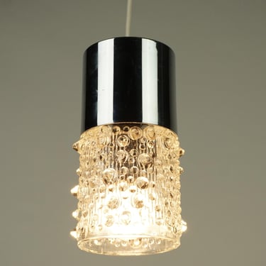 Hanging silver lamp mid century,lamp from the sixties, vintage pendant lights, hanging ceiling lamp, old Pendant Light Made of Glass, 