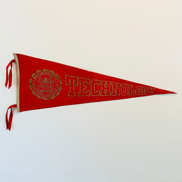 Vintage 1940s Massachusetts Institute of Technology M.I.T. Full Size Wool Pennant by Chicago Pennant Company Chipenco 